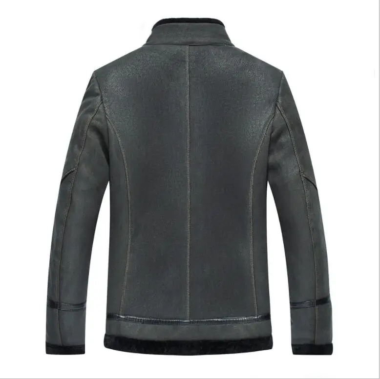 3 COLOR Fur one piece leather wool soft warm leather jacket for men medium length plush and thickened Lamb hair liner