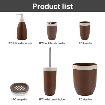 

6pcs Waste Bin Tumbler Gift Bathroom Accessories Set Toothbrush Holder Easy Clean Home Kitchen Living Room Soap Dispenser Hotel