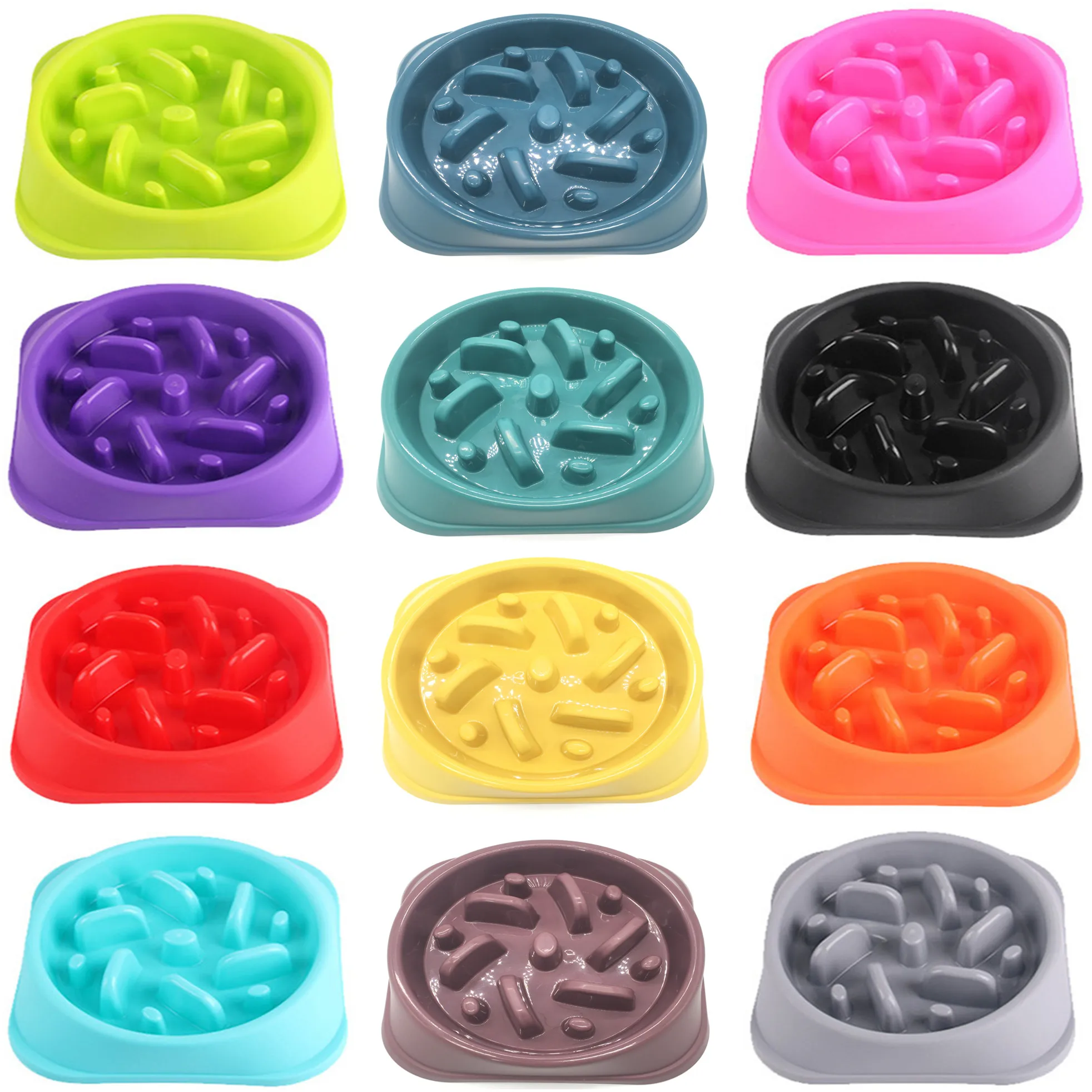 

Pet Dog Slow Feeding Food Bowls Colorful Puppy Slow Down Eating Feeder Dish Bowl Prevent Obesity Plastic Bowl Cats Dogs Supplies