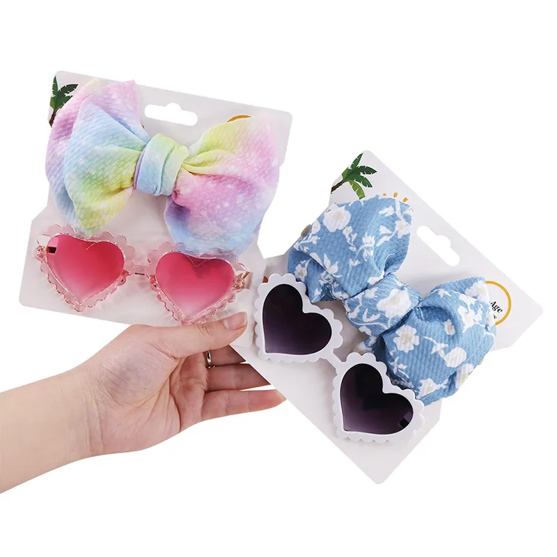 

2PCS/Pack Baby Headband Heart Sunglasses Kids Sun Glasses Baby Girl Hair Accessories Beach Photography Props Toddler Head Bands