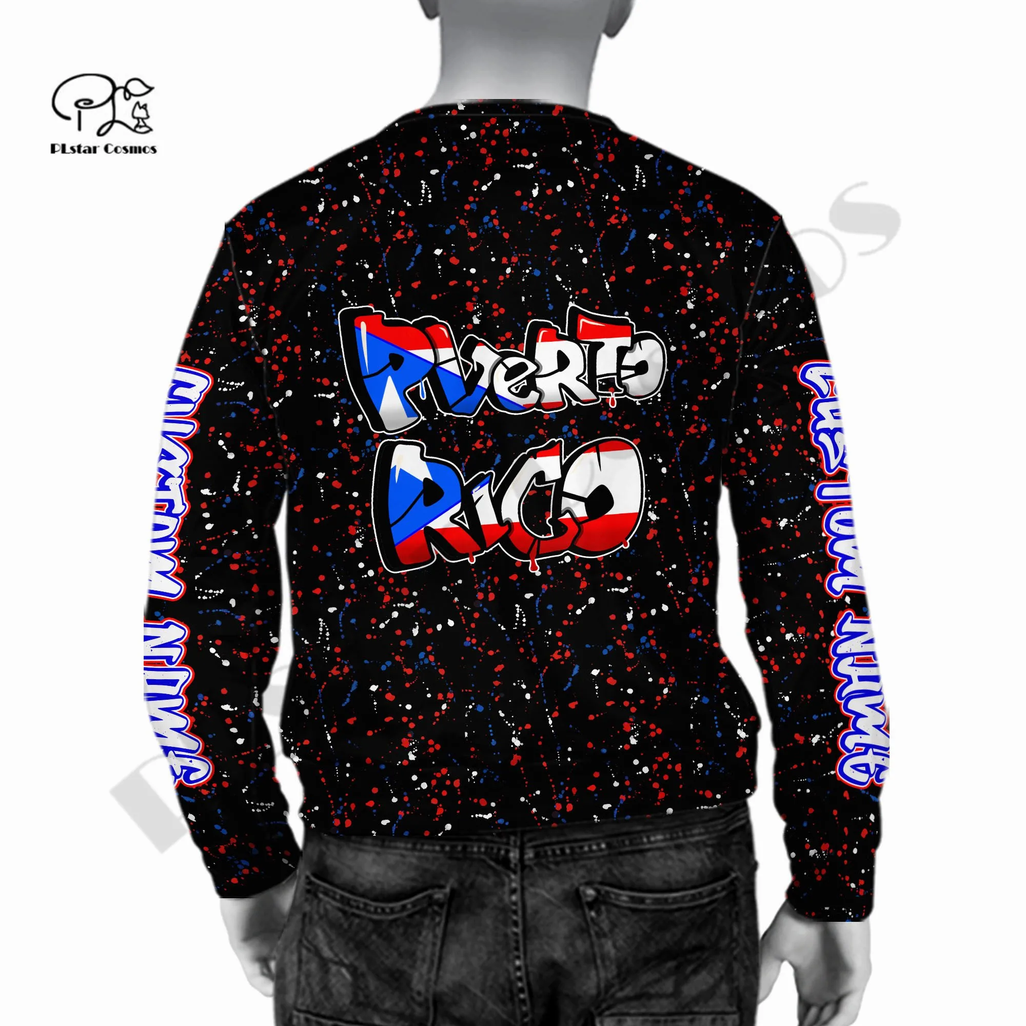 PLstar Cosmos 3DPrinted Newest Puerto Rico Graffiti Skull Custom Name Unique Unisex Streetwear Harajuku Hoodies/Sweatshirt/Zip 5