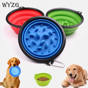 

350ml Pet Dog Cat Interactive Slow Food Bowls Collapsible Portable Gulp Slow Feeder Healthy Bloat Dish For Pet Feeding Tools