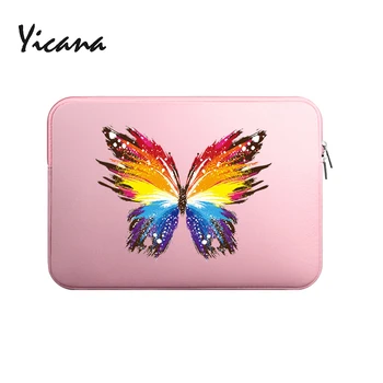 

Yicana Butterfly pic 11 12 13 14 15 15.6 inch Laptop Sleeve case For Macbook Air Pro Ultra-book Soft Plush lining Zipper Bag