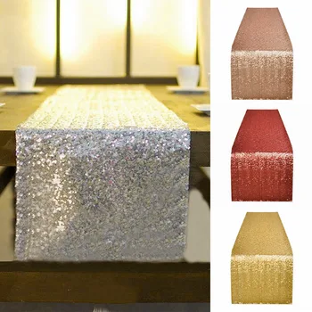 

Gold Sequin Table Runner Glitter Home Textile Wedding Party Banquet Table Cloth Dinner Table Banquet Supply Decoration