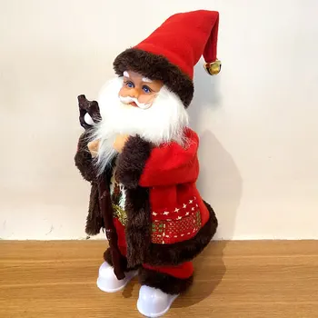

Festival Gift Christmas Ornament Toys Cute Electric Santa Claus Figurine Party Holiday Battery Powered Doll Kids Home Decor