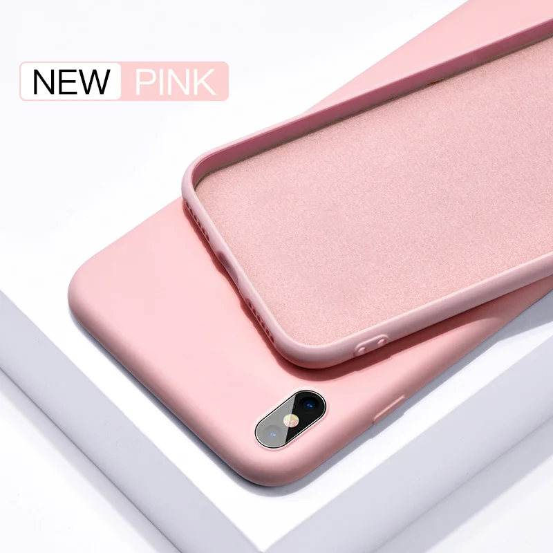 Жидкий Силикон iphone Чехлы для SamSung Galaxy S9 S8 S10 Plus Note 10 9 8 S10E A50 A70 A40 A10 A7 мягкие однотонные яркие крышки - Цвет: Pink