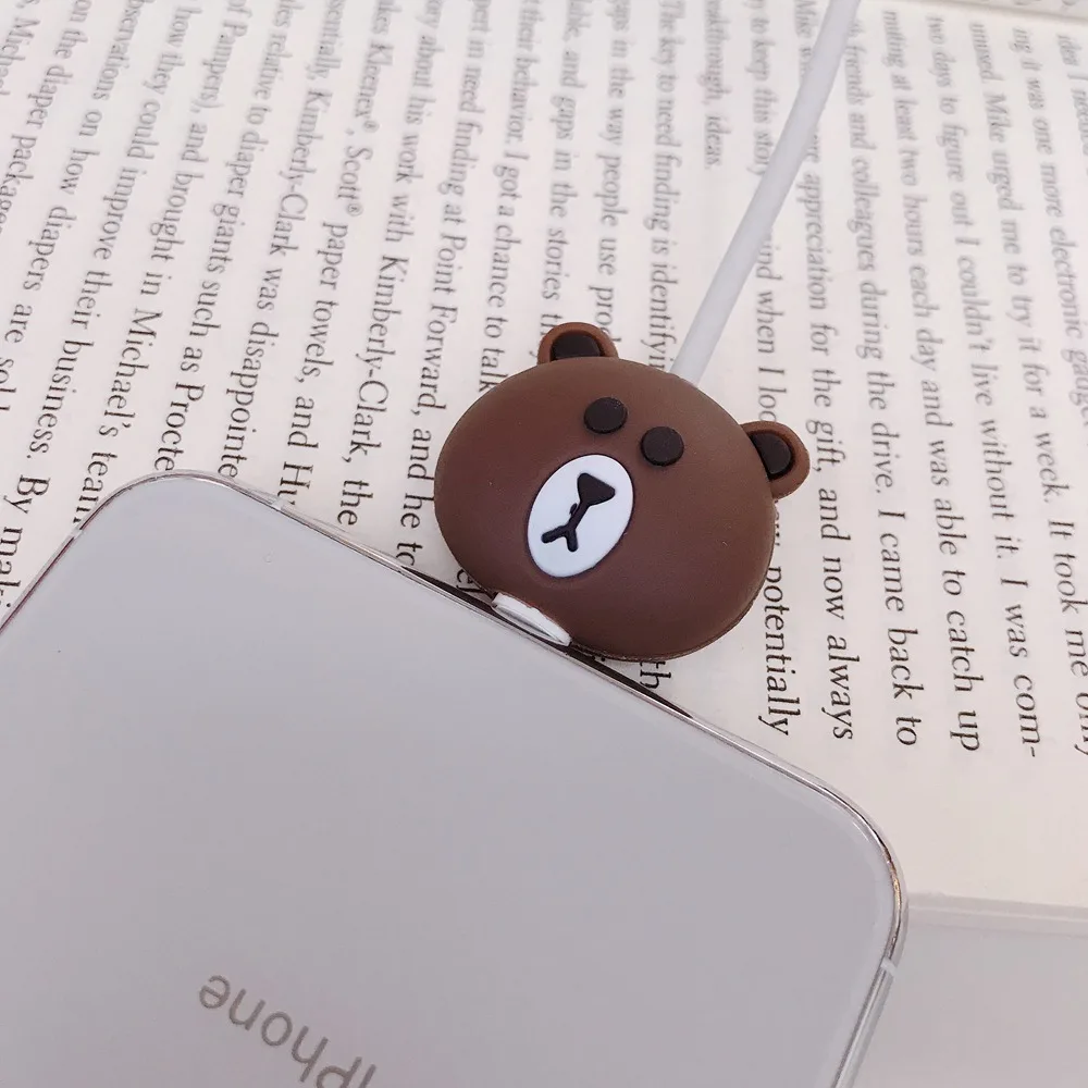 Прозрачный Мультяшный чехол кабель Шнур Защитная крышка Coque для iPhone 11 Pro 8 7 XS Max XR USB кабель чомперы держатель зарядное устройство провода Органайзер - Цвет: Прозрачный