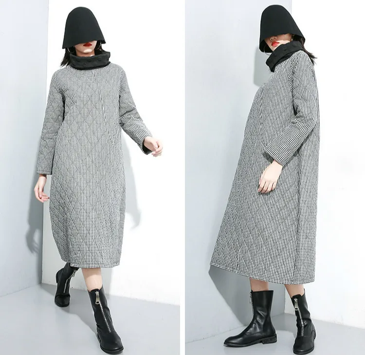 Max LuLu зима, модная Корейская женская теплая одежда, Женские клетчатые Длинные платья оверсайз, повседневные плотные платья