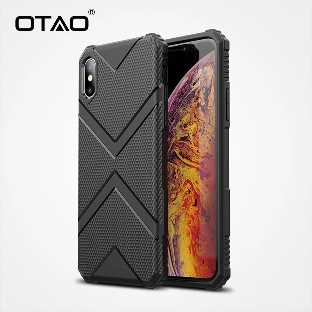OTAO противоударный бронированный чехол для iPhone X XR XS MAX Carbon Fiber мягкий TPU 6 6S 7 8 Plus 10