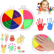 

Children's Finger Painting 6 Colors Ink Pad Stamps Toys DIY Craft Cardmaking Large Round Kids Education Drawing Interactive Toys