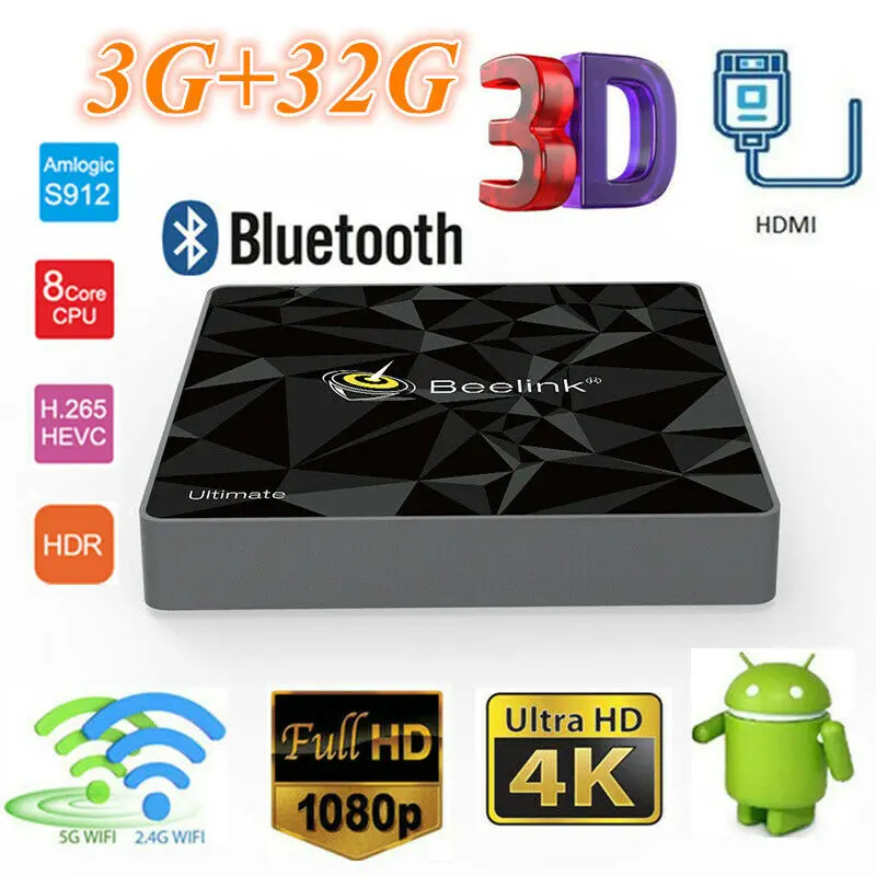 

Beelink GT1 GT1-A Ultimate Android 7.1 TV Box Amlogic S912 Octa Core CPU 3G DDR4 32G ROM 1000M Bluetooth 4.0 UHD 4K Set Top Box