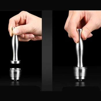 

High Quality 304 Stainless Steel Coffee Capsule Tamper Set Reusable Refillable Filter Pod Cup