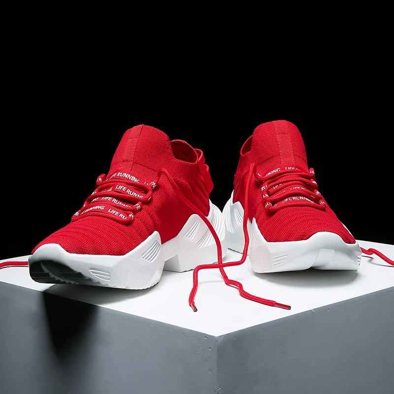 Men Sneakers Low-Top Breathable Chunky Large Size Sports Platform Slip-On Summer Anti-Slippery