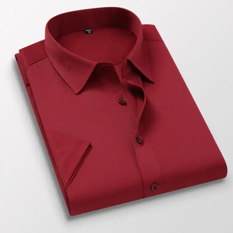 mens short sleeve red dress shirt