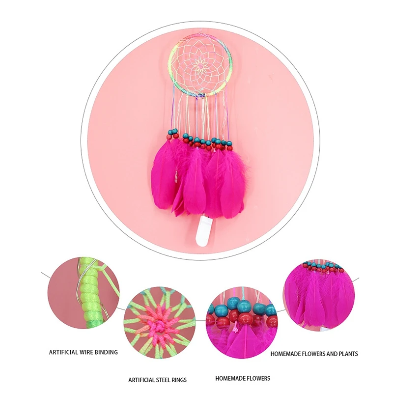 Fashion-2 Pcs Dream Catcher Handmade Feather Dream Catcher Room Decoration Tassel Dreamcatchers Wall Hanging Decor Kids Gift