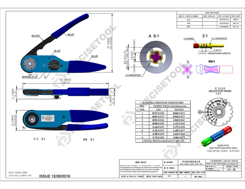 Deutsch Connector Tool Crimper HDT-48-00 Harley Caterpiller Hand Tool Support Size 14,16,20 Solid Contact for Deutsch DT