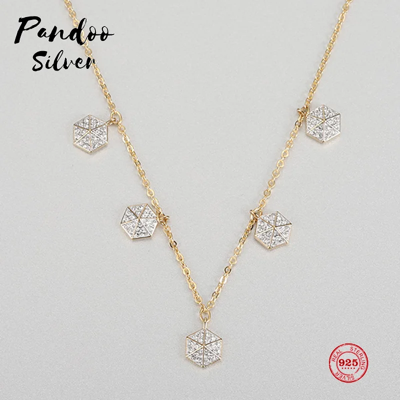 

PANDOO Fashion Charm Pure 925 Silver Original 1:1 Copy, Fashion Design Adjustable Long Necklace Female Luxury Jewelry Gifts