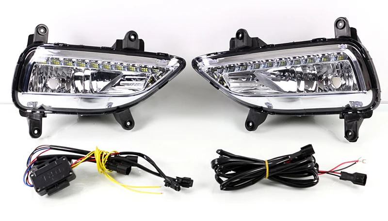 2 шт. для Kia Forte 2013- Светодиодный дневной ходовой светильник DRL Автомобильная противотуманная фара 6000K белый светильник желтый светильник