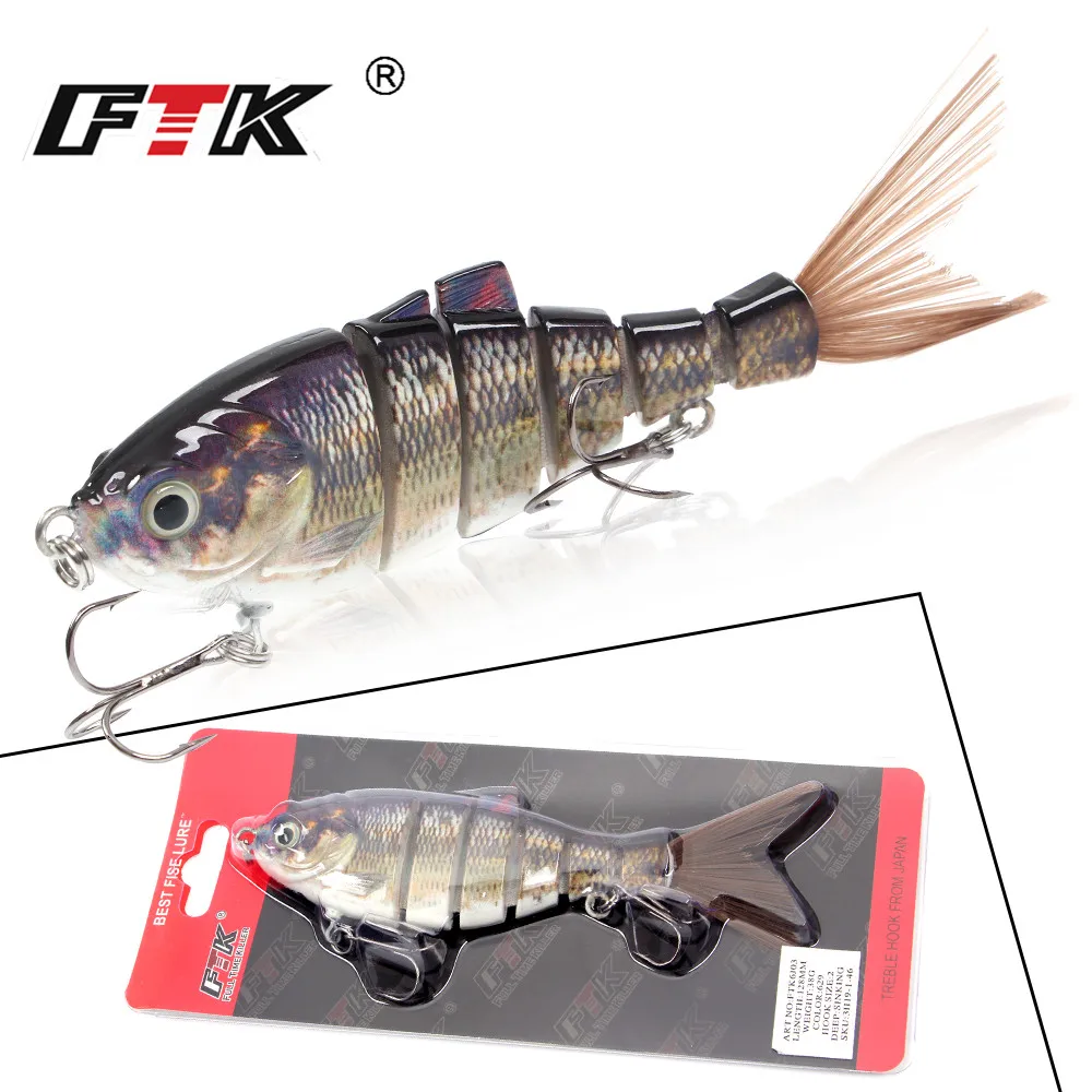  FTK 3D Fish Eyes Fishing LureSwim Bait Swimming Lure Life-like 1pc 128cm 44g Sinking Lure Segments 
