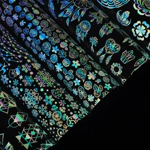 Рождество Хэллоуин шаблон наклейки на ногти из фольги лазерная вспышка гель DIY 3D наклейки для ногтей инструмент для украшения ногтей для нейл-арта без клея