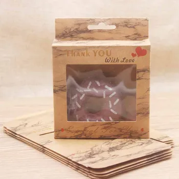 

New arrival 10pcs/lot kraft Paper Marbling Thank you window Box For jewelry Paper Packaging With Window With Blister Holder