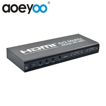

AOEYOO HDMI 4X2 Matrix Switch Switcher HDMI Splitter Support ARC 4Kx2K SPDIF coaxial stereo headphone audio output for PC