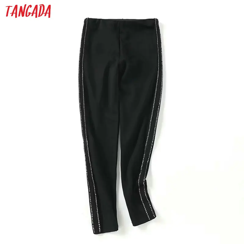 Preise Tangada wome friesen schwarz dünne hosen stretch taille weibliche beiläufige grundlegende bleistift hosen hosen 1Y10