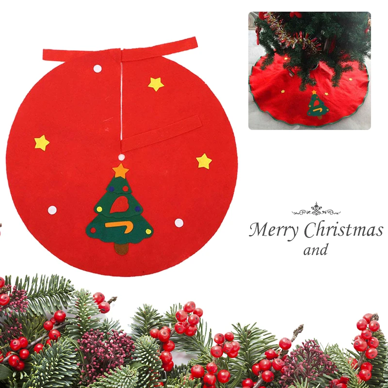 Красный 90 см Нетканый материал Рождественская елка юбки фартуки украшения орнамент