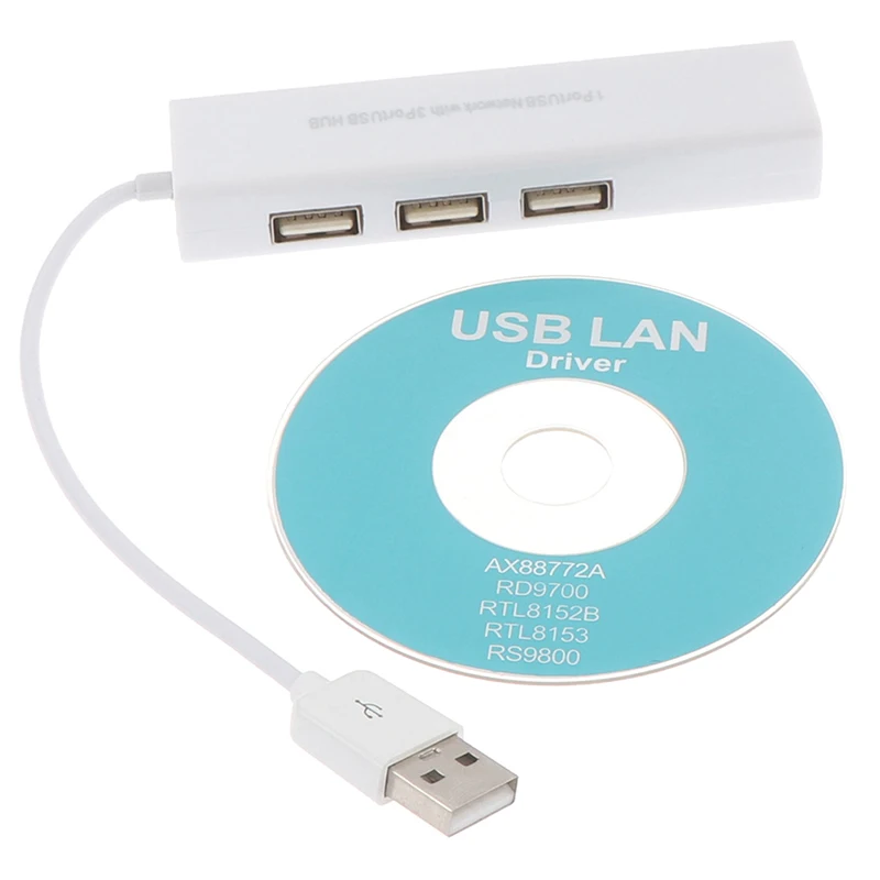 USB Ethernet с 3 портами usb-хаб 2,0 RJ45 Lan сетевая карта USB в Ethernet адаптер для ПК USB 2,0 концентратор с USB LAN Драйвером