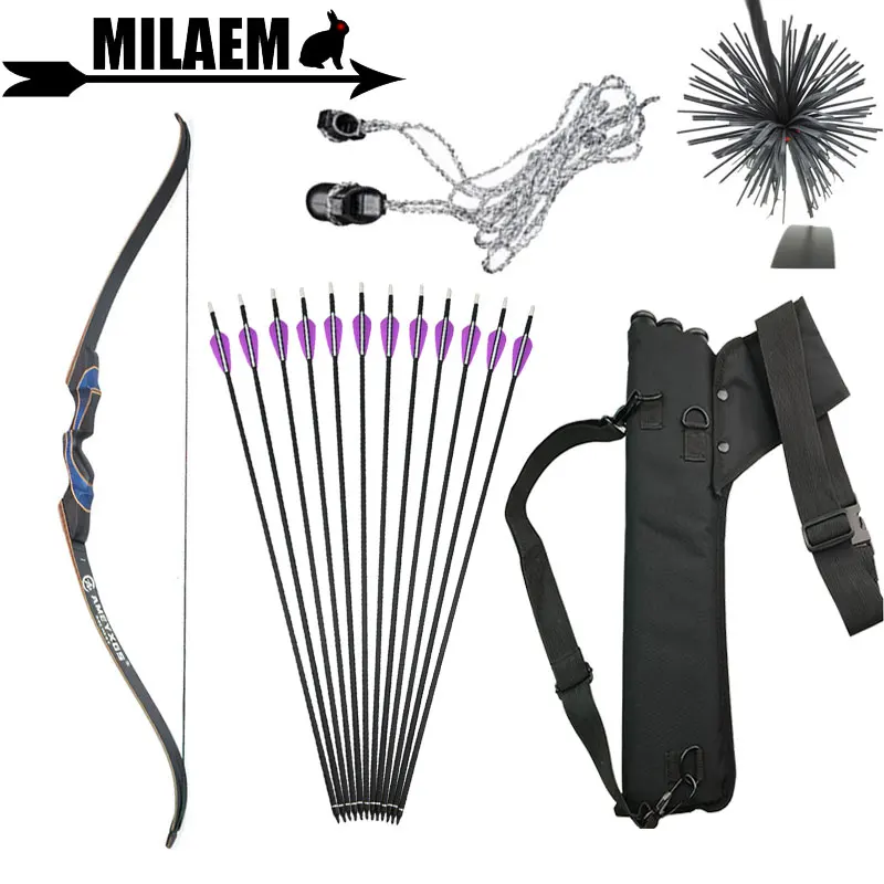 

56inch 20-50lbs Archery Recurve Bow And Arrow Set Carbon Arrow With Arrow Quiver String Stabilizer Shooting Hunting Accessories