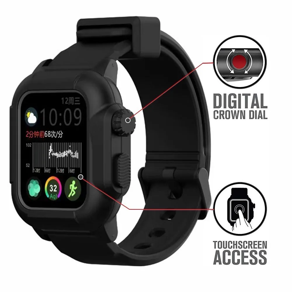 Водонепроницаемый ремешок для Apple Watch band 44 мм 40 м iWatch 42 светящийся защитный чехол +