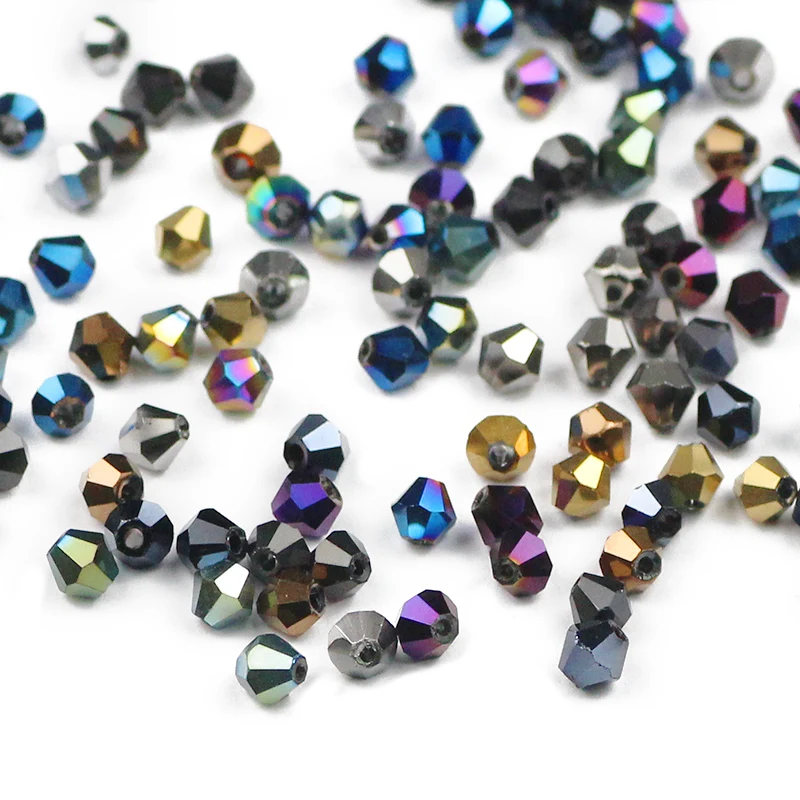 

UPGFNK 3mm 200pcs Austrian Bicone crystal Glass beads Plating Loose Spacer beads For jewelry making bracelet DIY Accessories