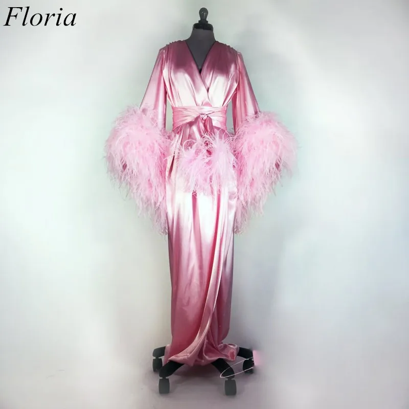 Розового размера плюс платье для выпускного вечера в арабском стиле Vestidos De Fiesta Дубай танец Коктейльные Вечерние платья вечернее платье с перьями