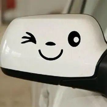 

2Pcs Car Rearview Mirror Stickers Funny Smiling Face Reflective Sticker Car Head Decals Styling Sticker
