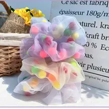 Gomas elásticas de Organza para el pelo para mujer, accesorios para el cabello, coletero, cuerda, Tiara, Scrunchie, Color sólido