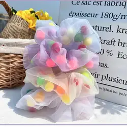 Solid Color Transparent Organza Elastic Hair Bands Ponytail Holder Rope Tiara Scrunchie Hair Accessories for Women Scrunchie