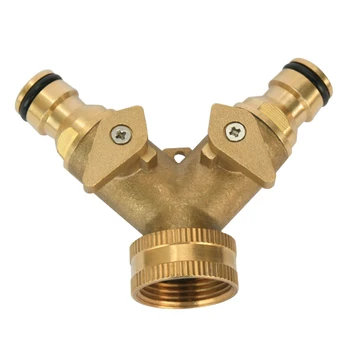 

New Good Quality 3/4 Inch 2 Way Splitter Brass Water Hose Tap Quick Connector with Gardening Irrigation Tool