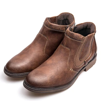 

2020 Winter Autumn Boots Men Chelsea Boots PU Leather Shoes Men Ankle Boots Winter Shoes Men Boots Male Shoes Adult Footwear