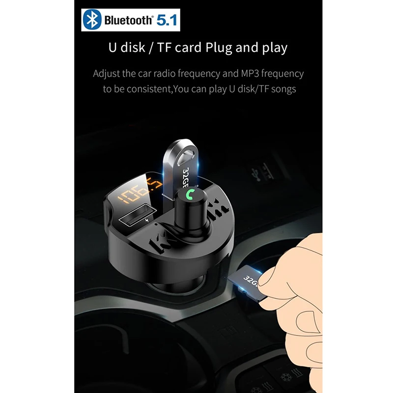 Bluetooth 5,1 Автомобильный MP3 Bluetooth плеер без потерь качество звука Bluetooth fm-передатчик Bluetooth автомобильное зарядное устройство