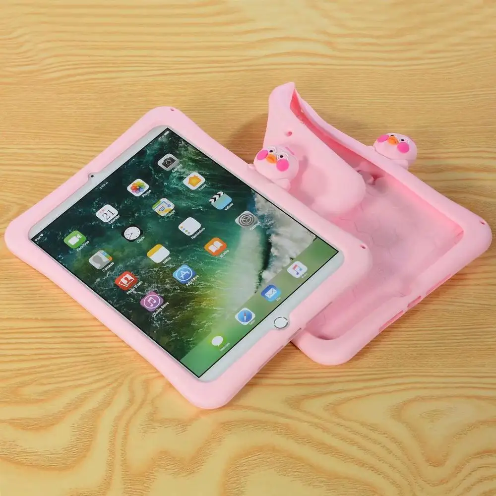 For iPad 9.7 A1822 A1823 A1893 Case Cute duck Pattern Kids cover For iPad Air 1 A1474 A1475 A1476 Silicon stand cases