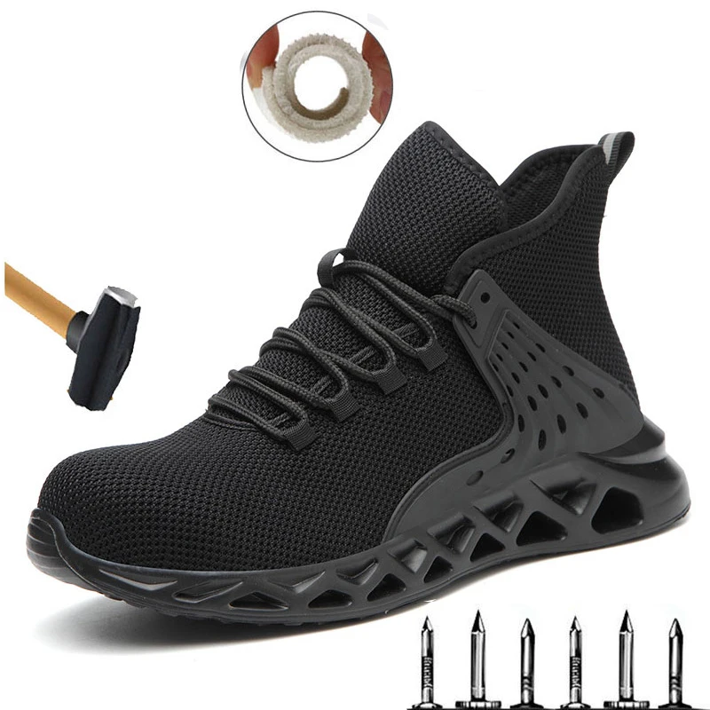 Descuento Botas de seguridad a la moda para hombre, zapatos de trabajo con punta de acero transpirables y resistentes a golpes, deportivos, informales, talla grande 48 0LdJl71WOj1