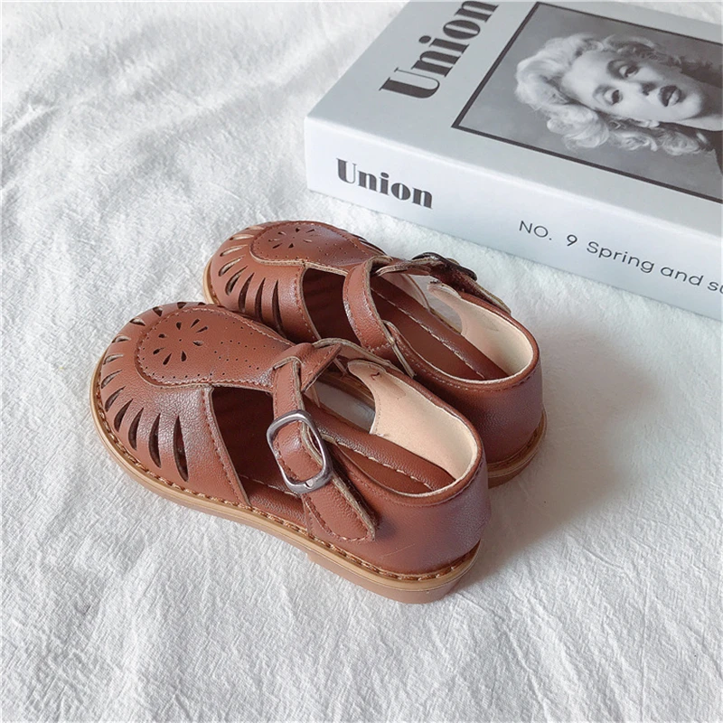 slippers for boy COZULMA Children Sandals 1-12 Years Baby Girls British Style Beach Sandals Cut-outs Kids Shoes Sandals Princess Vintage 22-36 child shoes girl