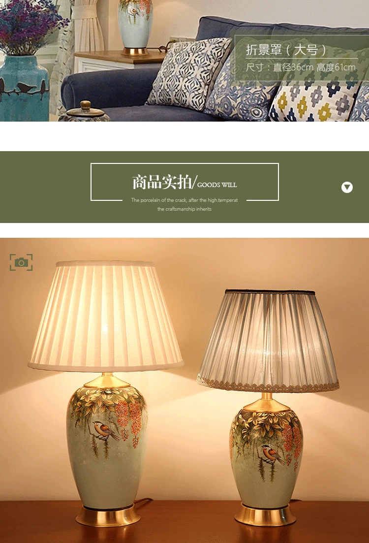 Copper table lamp bedside lamp high-end ceramic lamp luxury table lamps for living room decorated bedroom led lamps WJ121226