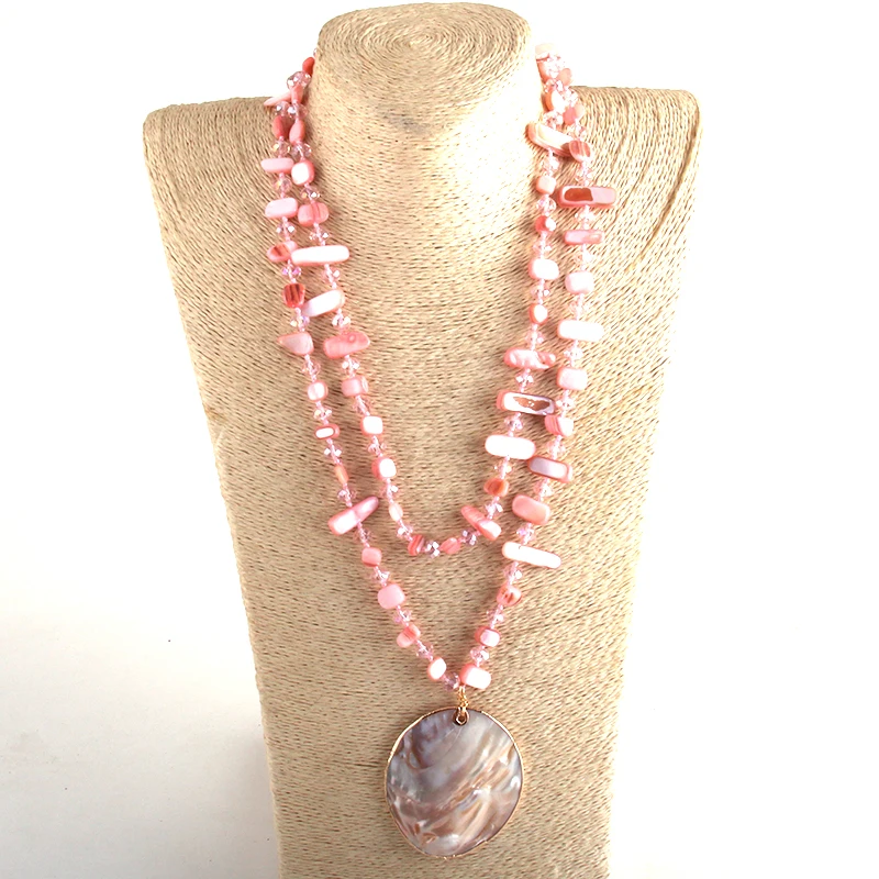 Collana Donna A Conchiglia Boho Con Perle Glitterate - Gioiello Multistrato In Acrilico Resistente, Leggera (14g) Per Look Da Spiaggia E Festa