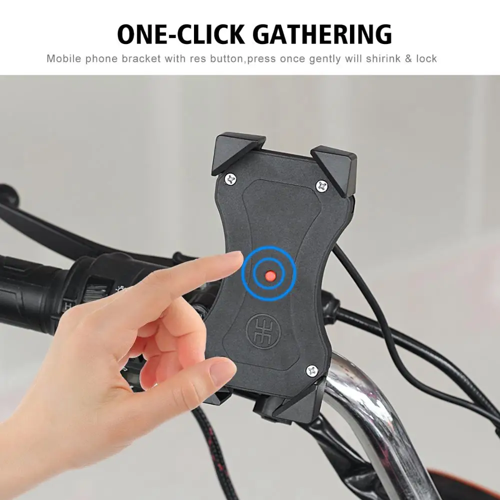 USB Charger ABS Motorcycle Mobile Phone Holder Rearview Mirror/Handlebar for 3.5-6"Moto Equipment