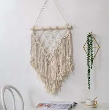 

55x40cm Handmade Macrame Woven Wall Hanging Cotton Bohemian Tapestry Art Simple Porch Hotel Home Wedding Room Decoration