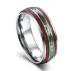 TIGRADE 8mm Tungsten Carbide Rings Hawaiian Koa Wood and Abalone Shell Wedding Bands for Men Comfort Fit Size 6-13 Brand bague 1