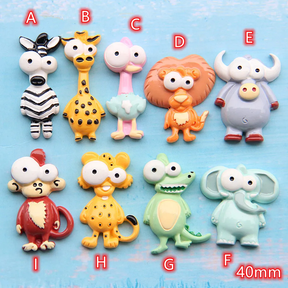 

Resin Cartoon Animal Cabochons Accessories 10pcs big Flat back Cabochon Embellishments for Scrapbooking DIY Decoration Crafts