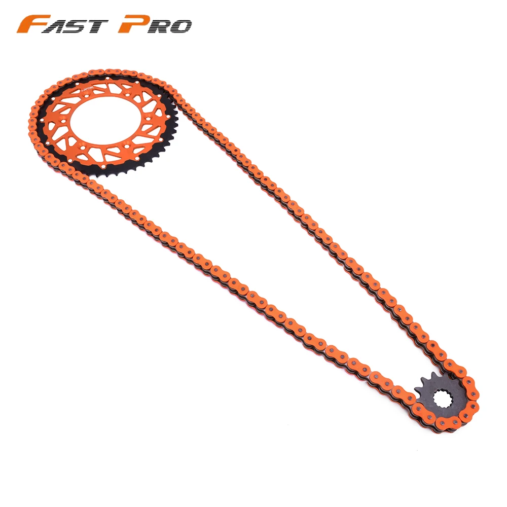 Orange 120L Chain Front Rear Sprockets Set For KTM EXC EXCF SX SXF SXS XC XCW XCF XCFW MX MXC LC4 SMR Six Days Motocross Enduro