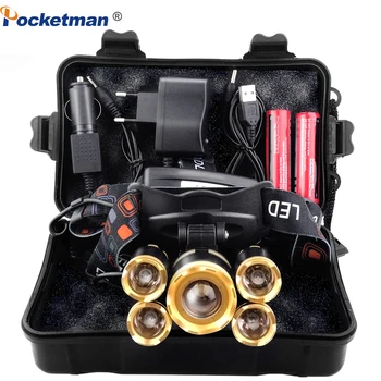 

7000LM Headlamp Led Headlight XML 3/5 LED T6 Head Lamp Flashlight Torch head light with 18650 battery Best For Camping, fishing